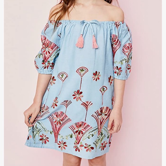 Hayden Other - Hayden Girl Floral Embroidered Chambray Dress